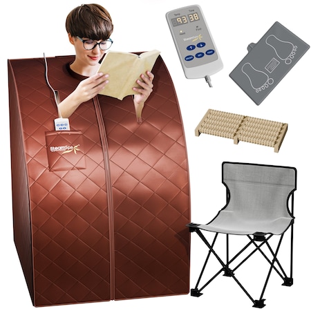 Steamspa Portable 1-Person Home Sauna Tent with Infrared Heating and Digital Control in Brown Finish SP-SS0002-1P